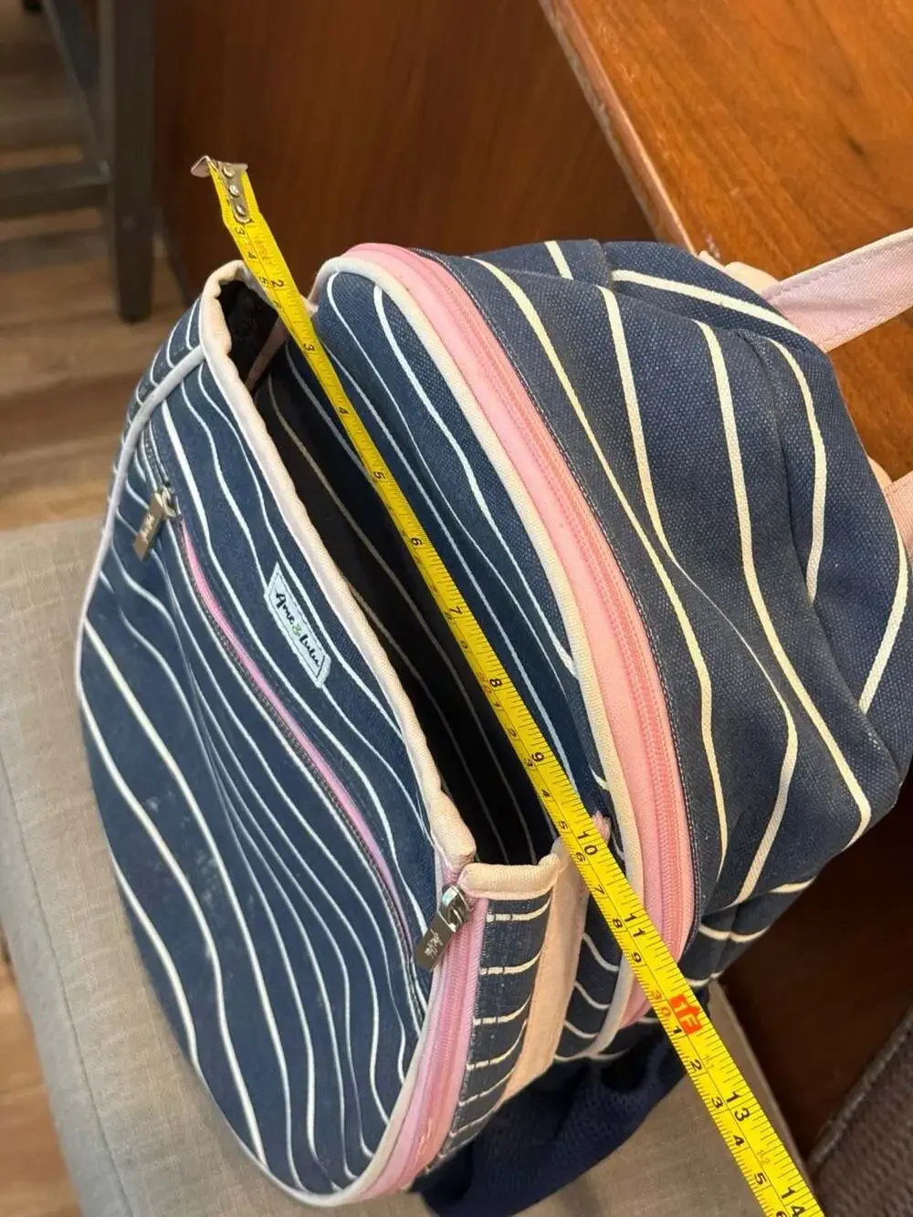 Ame & Lulu Kids Big Love Tennis Backpack Navy White Stripe